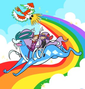 Rating: Safe Score: 0 Tags: ambiguous_gender avian bird cloud colorful_theme e621 eusine_(pokemon) feral flying generation_2_pokemon group gym_leader happy ho-oh humor legendary_pokemon male morty_(pokemon) mythological_avian mythological_bird mythological_creature mythological_firebird mythology nintendo outside pokemon pokemon_(species) rainbow riding sky skyscape straddling suicune tongue tongue_out toony unknown_artist what User: bunchy7s