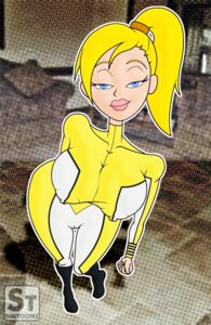 Rating: Explicit Score: 0 Tags: blonde_hair blue_eyes cameltoe erect_nipples female jodi_yanarella nipples ponytail pussy rule34 simtoonz smile suit tied_hair titan_maximum User: bunchy7s