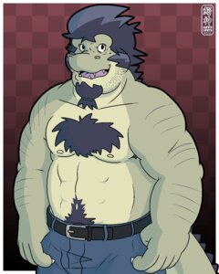 Rating: Safe Score: 0 Tags: 2012 4:5 abs anthro armpit_hair arsinoe barazoku beard belly_hair belt biceps black_background black_eyes blue_bottomwear blue_clothing body_hair bottomwear checkered checkered_background chest_hair chest_tuft clothed clothing crocodile crocodilian denim denim_bottomwear denim_clothing digital_media_(artwork) e621 facial_hair front_view fur gradient_background green_body green_scales grey_hair hair hairy half-length_portrait hi_res jeans krokodyle looking_at_viewer male musclegut muscular muscular_anthro muscular_male navel pants pattern_background pecs portrait reptile scales scalie shoulder_hair simple_background slightly_chubby solo tail topless tuft wanikami watermark User: bunchy7s