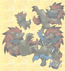 Rating: Explicit Score: 0 Tags: anthro anthro_on_anthro black_body black_fur blue_body blue_fur bodily_fluids canid canine censor_bar censored censored_by_face digital_media_(artwork) duo_focus e621 female feral flying_sweatdrops fur generation_3_pokemon generation_4_pokemon generation_5_pokemon genitals green_eyes group gulpin ineffective_censorship izumi_asuka lucario male male/female mammal nintendo pokemon pokemon_(species) red_eyes riolu simple_background sweat sweatdrop textured_background vulva yellow_background yellow_body yellow_fur zoroark zorua User: bunchy7s