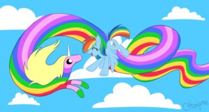 Rating: Safe Score: 0 Tags: adventure_time blue_body blue_feathers blue_fur c4tspajamas cartoon_network cloud crossover detailed_background digital_media_(artwork) duo e621 equid equine eyelashes feathered_wings feathers female feral friendship_is_magic fur hair hasbro hi_res lady_rainicorn mammal midair multicolored_body multicolored_hair multicolored_tail my_little_pony mythological_creature mythological_equine mythology on_model outside pegasus rainbow rainbow_body rainbow_dash_(mlp) rainbow_hair rainbow_tail rainicorn sky skyscape style_crossover style_emulation tail toony wings User: bunchy7s