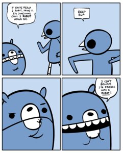Rating: Safe Score: 0 Tags: 2010 ambiguous_gender anthro avian beak bear beartato bird comic dialogue e621 english_text humor machine mammal nedroid reginald_(nedroid) robot speech_bubble text User: bunchy7s
