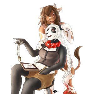 Rating: Safe Score: 0 Tags: anthro bear black_body black_fur blizzard_entertainment bovid bovine braided_hair brown_hair brown_spots clothing duo e621 female fur hair jewelry mammal necklace one_eye_closed pandaren red_eyes shalinka shalinka_(character) simple_background single_braid smile spots tail tail_tuft tauren tikory tuft warcraft white_background white_body white_fur white_hair wink User: bunchy7s
