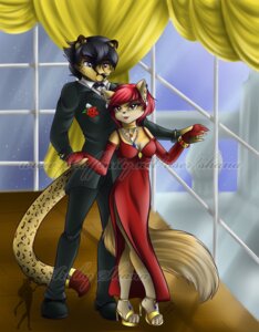Rating: Safe Score: 0 Tags: anthro black_hair classy clothed clothing dancing detailed_background domestic_cat dress duo e621 felid feline felis female flower footwear fully_clothed hair heterochromia hi_res high_heels inside jewelry katten leopard male mammal pantherine piercing plant red_hair romantic romantic_ambiance romantic_couple shana shoes tail toony User: bunchy7s