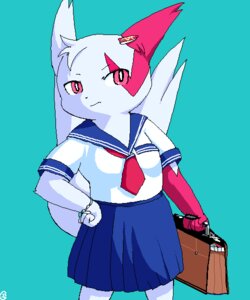 Rating: Safe Score: 0 Tags: 5:6 accessory adolescent anthro anthrofied asian_clothing biped black_nose blue_background blue_bottomwear blue_clothing blue_shirt blue_skirt blue_topwear bottomwear bracelet breasts briefcase clothing digital_media_(artwork) e621 east_asian_clothing facial_markings female fur g-sun generation_3_pokemon hair_accessory hairclip hand_on_hip head_markings holding_object iris japanese_clothing japanese_school_uniform jewelry kemono looking_at_viewer markings monotone_bottomwear monotone_clothing monotone_skirt multicolored_body multicolored_clothing multicolored_fur multicolored_shirt multicolored_topwear nintendo oekaki pink_eyes pleated_skirt pokemon pokemon_(species) pokemorph portrait pupils red_body red_ears red_fur red_markings school_uniform serafuku shirt simple_background simple_nose skirt small_breasts small_nose solo standing student t-shirt tail teal_background three-quarter_portrait topwear two_tone_body two_tone_clothing two_tone_fur two_tone_shirt two_tone_topwear uniform white_body white_clothing white_ears white_fur white_pupils white_shirt white_topwear young young_anthro young_female zangoose User: bunchy7s