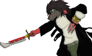Rating: Safe Score: 0 Tags: anthro armor black_body black_fur black_hair canid canine canis claws clothing david_wolf e621 facial_markings fur gauntlets gloves green_eyes hair handwear head_markings highlights_(coloring) jacket johnovex male mammal markings melee_weapon poxs red_body red_fur red_highlights shirt simple_background solo sword teeth topwear weapon white_background white_clothing white_shirt white_topwear wolf User: bunchy7s