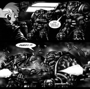 Rating: Safe Score: 0 Tags: adeptus_astartes armor black_bars bolter clothing comic crossover e621 equid equine female friendship_is_magic gun hair handgun hasbro headgear helmet heresy horse human imperium_of_man inside letterbox machine male mammal mercy_kill monochrome my_little_pony open_mouth pistol pony power_armor purity_seal rainbow_dash_(mlp) ranged_weapon shopped space_marine spent_casing text third-party_edit unknown_artist warhammer_(franchise) warhammer_40000 weapon User: bunchy7s