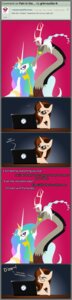 Rating: Safe Score: 0 Tags: 2013 absurd_res antlers brown_eyes brown_hair chimera comic computer crown deviantart dialogue discord_(mlp) draconequus e621 electronics english_text equid equine eyewear fan_character fangs female feral friendship_is_magic glasses gold_(metal) grievousfan hair hasbro headgear hi_res horn jewelry laptop long_image love_hate_relationship male mammal multicolored_hair my_little_pony mythological_creature mythological_equine mythology necklace princess_celestia_(mlp) purple_eyes red_eyes tall_image teeth text two_tone_hair unicorn User: bunchy7s