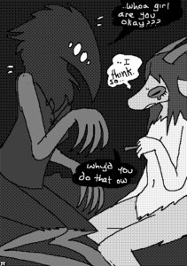 Rating: Questionable Score: 0 Tags: black_and_white breasts clothed clothing comic demon dialogue duo e621 english_text eyes_closed female greyscale horn monochrome navel nikubou nude stake text User: bunchy7s