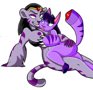 Rating: Questionable Score: 0 Tags: anthro battle_monster black_hair blue_eyes bottomless breasts butt captain_neyla claws clothed clothing comedy_central crossover drawn_together duo e621 felid female female/female footwear fur grin hair hand_on_breast hand_on_butt high_heels interspecies mammal markings mazapan ni-pul nipples nude raised_tail shoes sly_cooper_(series) smile sony_corporation sony_interactive_entertainment striped_body striped_fur stripes sucker_punch_productions tail User: bunchy7s