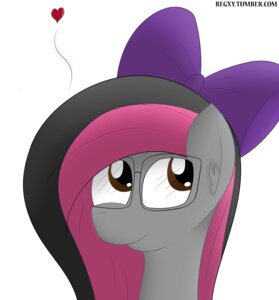 Rating: Safe Score: 0 Tags: 2014 absurd_res accessory ambiguous_gender black_hair bow_(feature) bow_accessory bow_ribbon brown_eyes e621 equid equine eyewear fan_character fur glasses hair hair_accessory hair_bow hair_ribbon hasbro heart_symbol hi_res horse long_hair mammal multicolored_hair my_little_pony pink_hair pony regxy ribbons simple_background smile solo text url white_background User: bunchy7s