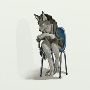 Rating: Safe Score: 0 Tags: 1:1 anthro biped canid canine canis chair claws crossed_arms desk digitigrade e621 empty_eyes feet front_view fur furniture grey_body grey_fur hi_res male mammal nude pira simple_background sitting solo student table tail white_background white_eyes wolf User: bunchy7s