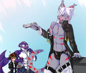 Rating: Questionable Score: 0 Tags: 5_fingers abs anthro aquatic arm_support bad_gun_safety belt bite blush bodily_fluids bottomwear bottomwear_down brown_hair cake can canid canine cetacean chromefox clothed clothing container dessert digital_media_(artwork) dolphin e621 ear_piercing ear_tuft fangs felid fingers food fox front_view fur green_eyes group gun hair handgun hat headgear headwear inner_ear_fluff jacket jockstrap katsuke_(character) long_hair looking_at_viewer male mammal markings muscular oceanic_dolphin open_clothing open_mouth open_shirt open_topwear orca pants pants_down partially_clothed pecs piercing pistol purple_body purple_fur purple_skin question_mark quwa ranged_weapon red_eyes shaded shirt short_hair stare stripes surprised sweat tail tail_tuft tattoo teeth thong tongue toothed_whale topless topwear tuft underwear weapon white_hair User: bunchy7s