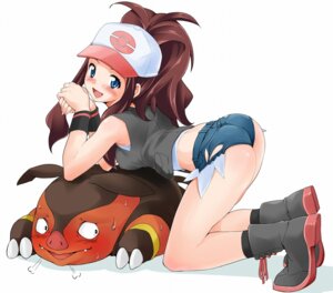 Rating: Questionable Score: 0 Tags: baseball_cap blue_eyes blush bodily_fluids boots bottomwear brown_hair butt clothing denim denim_clothing duo e621 fangs female footwear generation_5_pokemon hair hat headgear headwear hilda_(pokemon) human long_hair looking_at_viewer mammal masatoshi nintendo open_mouth pignite pokemon pokemon_(species) ponytail shoes shorts simple_background sweat teeth topwear vest white_background User: bunchy7s