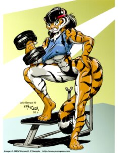 Rating: Questionable Score: 0 Tags: 1992 2002 abs accessory anthro biceps big_breasts big_muscles black_hair breasts clothed clothing crop_top dumbbell e621 exercise felid female green_eyes hair headband holding_object kencougr lola_bengal mammal muscular muscular_anthro muscular_female nipples pantherine shirt solo stripes tail tiger topwear torn_clothing under_boob weightlifting weights workout User: bunchy7s