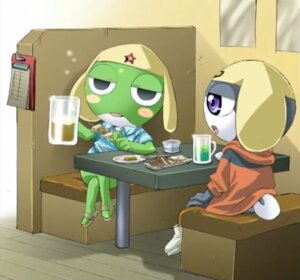 Rating: Safe Score: 0 Tags: ambiguous_gender amphibian anthro blush clothing drunk duo e621 food hat headgear headwear keronian keroro sgt._frog substance_intoxication tamama tamama-island User: bunchy7s