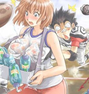 Rating: Explicit Score: 0 Tags: 1boy 1girls anezaki_mamori blush breasts eyeshield_21 female football_(american) konkitto male monta_(eyeshield_21) open_mouth raimon_tarou rule34 sports sports_uniform User: bunchy7s