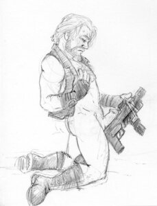 Rating: Explicit Score: 0 Tags: bottomless gun human jim_raynor kneeling male male_only monochrome penis rule34 side_view solo starcraft tagme terran vest white_background User: bunchy7s