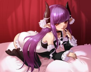 Rating: Questionable Score: 0 Tags: ass_up bed bent_over blush clothing demon e621 female furniture hair horn humanoid_pointy_ears legwear maid_uniform mister_m not_furry pillow pointy_ears purple_hair red_eyes solo stockings uniform young User: bunchy7s