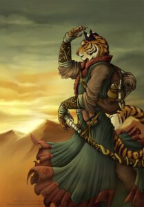 Rating: Safe Score: 0 Tags: anthro armor asian_sword backpack bag biped blue_eyes bracers canteen chinese claws clothed clothing detailed detailed_background digital_media_(artwork) e621 felid fully_clothed fur green_eyes jeddibub katana knife male mammal melee_weapon mountain orange_body orange_fur outside pantherine pawpads paws pink_pawpads portrait robe scabbard sheathed_weapon shelonik shirt side_view solo standing striped_body striped_fur stripes sunset sword tail three-quarter_portrait tiger topwear tunic waterskin weapon wearing_backpack white_body white_fur wind wraps User: bunchy7s