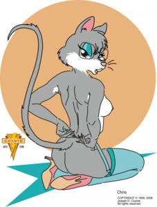 Rating: Questionable Score: 0 Tags: 2008 anthro breasts butt chris_(joseph_ny) clothing e621 english_text eyewear female footwear glasses hi_res high_heels joseph_ny mammal mouse murid murine nipples pinup pose presenting presenting_hindquarters rodent shoes simple_background solo tail text User: bunchy7s