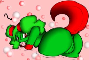 Rating: Explicit Score: 0 Tags: abstract_background alternate_species anthro breasts bubble_kitten17 butt dog_tail e621 female fur furrification genitals green_body green_skin mario_bros mimi_(paper_mario) nintendo paper_mario presenting presenting_hindquarters question_mark red_body red_eyes red_fur side_boob simple_background solo tongue tongue_out vulva water User: bunchy7s