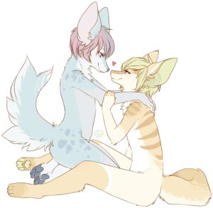 Rating: Questionable Score: 0 Tags: anthro blonde_hair canid canine cuddling duo e621 eye_contact femboy glider_(artist) hair heart_symbol kneeling looking_at_another male male/male mammal myoyo romantic romantic_couple sitting spots spread_legs spreading stripes User: bunchy7s