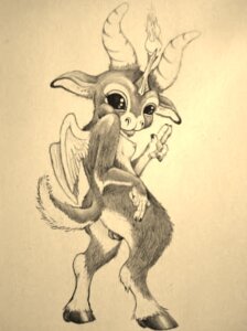 Rating: Explicit Score: 0 Tags: anthro backsack balls baphomet_(deity) baphy biped bovid breasts caprine caprine_demon curved_horn deity demon e621 feathered_wings feathers genitals goat goat_demon gynomorph hooves horn intersex looking_at_viewer looking_back mammal monochrome nipples nude raised_arm sepia simple_background smile solo spacecase standing traditional_media_(artwork) wings yellow_background User: bunchy7s