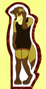 Rating: Questionable Score: 0 Tags: 3_toes anthro barefoot biped blush brown_hair canid canine canis castazel clothing coyote e621 feet hair hi_res male mammal solo tail toes underwear User: bunchy7s