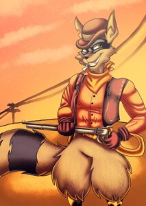 Rating: Safe Score: 0 Tags: amber_eyes anthro cane cigarette clothed clothing cloud desert e621 gun hat headgear headwear hi_res looking_at_viewer male mammal mazapan outlaw outside procyonid raccoon ranged_weapon sky sly_cooper_(series) solo sony_corporation sony_interactive_entertainment sucker_punch_productions tennessee_kid_cooper warm_colors weapon western wild_west User: bunchy7s