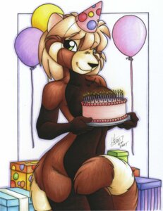 Rating: Safe Score: 0 Tags: 2007 absurd_res ailurid anthro balloon belly birthday black_nose blonde_hair box breasts brown_belly brown_body brown_fur cake candle censored cheek_tuft clothing container convenient_censorship covering covering_self dessert e621 facial_tuft female food front_view fur gift gift_box gloves_(marking) green_eyes hair hat hat_only headgear headgear_only headwear headwear_only hi_res holding_cake holding_food holding_object inflatable looking_at_viewer mammal markings michele_light mostly_nude navel party_hat pattern_clothing pattern_hat pattern_headgear pattern_headwear pinup portrait pose red_panda signature smile solo spots spotted_clothing spotted_hat spotted_headgear spotted_headwear tail tail_censorship three-quarter_portrait traditional_media_(artwork) tuft User: bunchy7s