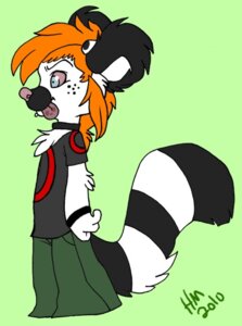 Rating: Safe Score: 0 Tags: 2010 alternative_fashion anthro biped black_body black_fur bottomwear clothing deathhawk e621 ear_tails female flat_colors fur glamfur goth green_background hair lemur mammal mohawk orange_hair pants pink_nose primate ring-tailed_lemur shirt short_hair side_view sideburn_mohawk simple_background solo standing strepsirrhine stripes tail tongue tongue_out toony topwear white_body white_fur zeriara zeriara_(character) User: bunchy7s