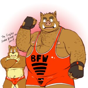 Rating: Questionable Score: 0 Tags: 1:1 anthro biceps big_muscles bulge canid canine canis clothed clothing crossed_arms dialogue domestic_dog duo e621 english_text exclamation_point fingerless_gloves gloves handwear looking_at_viewer male mammal muscular muscular_male nipples overweight pecs pubes shiba-kenta skimpy slightly_chubby speedo suid suine sus_(pig) swimwear text topless wild_boar wrestler wrestling_singlet User: bunchy7s