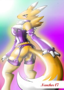 Rating: Questionable Score: 0 Tags: 2007 anthro bandai_namco big_breasts biped black_sclera blue_eyes blush breasts bustier butt canid canine chest_tuft claws clothed clothing corset digimon digimon_(species) e621 female fingerless_gloves fur garter_belt garter_straps gloves handwear legwear lingerie looking_at_viewer looking_back mammal nancher raised_tail renamon simple_background solo standing stockings tail topwear tuft white_body white_fur yellow_body yellow_fur User: bunchy7s