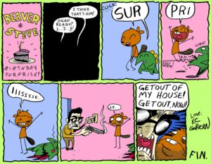 Rating: Safe Score: 0 Tags: anthro beaver beaver_(beaver_and_steve) beaver_and_steve cake candle comic death dessert dialogue digital_media_(artwork) dinosaur e621 english_text eyewear fire food glasses group gun kc_green light_switch male mammal prehistoric_species ranged_weapon reptile rodent scalie steve_(beaver_and_steve) tail text weapon User: bunchy7s