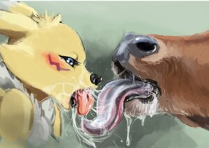 Rating: Questionable Score: 0 Tags: ambiguous_gender anthro anthro_on_feral bandai_namco bestiality bestiality_kiss black_nose black_sclera blue_eyes blush bodily_fluids bovid bovine breasts brown_body brown_fur canid canine cattle crying digimon digimon_(species) drooling duo e621 exhausted extreme_french_kiss eyelashes female feral french_kissing fur green_background hair interspecies kissing long_ears long_tongue mammal messy nude open_mouth purple_hair renamon saliva saliva_on_tongue saliva_string simple_background sloppy_kiss smile standing tears tongue tongue_out ungulatr white_body white_fur yellow_body yellow_fur User: bunchy7s