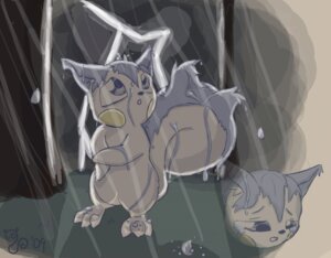 Rating: Safe Score: 0 Tags: 2009 ambiguous_gender detailed_background duo e621 facial_markings feral generation_4_pokemon head_markings mammal markings nintendo outside pachirisu pokemon pokemon_(species) raining rodent sciurid standing tamias User: bunchy7s