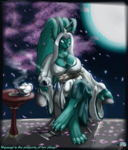 Rating: Questionable Score: 0 Tags: 2014 4_toes anthro beverage breasts claws cleavage clothed clothing e621 feet female food fur glowing glowing_eyes green_body green_fur hi_res lagomorph leporid mammal moon nikkyvix nipple_outline nipples nyusagi rabbit solo tea teapot toe_claws toes watermark white_eyes User: bunchy7s