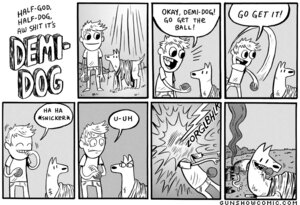 Rating: Questionable Score: 0 Tags: ambiguous_gender ball blood bodily_fluids canid canine canis comic demi-dog dialogue domestic_dog drooling duo e621 electricity english_text feral grass greyscale gunshowcomic human kc_green killing lightning male mammal monochrome plant prank profanity quadruped saliva smoke tail text uhoh User: bunchy7s