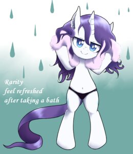 Rating: Safe Score: 0 Tags: 30clock black_clothing black_panties black_underwear blue_eyes clothing e621 english_text equid equine female friendship_is_magic fur hair hasbro horn mammal my_little_pony mythological_creature mythological_equine mythology navel panties purple_hair rarity_(mlp) smile solo standing suggestive tail text towel underwear unicorn wet_mane white_body white_fur User: bunchy7s