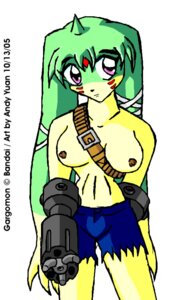 Rating: Explicit Score: 0 Tags: 2005 andy_yuan anthro breasts clothes color digimon female female_only gargomon horn nipples open_eyes pink_eyes rule34 rule_63 shorts simple_background solo topless white_background User: bunchy7s