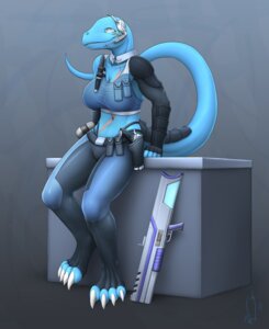 Rating: Safe Score: 0 Tags: 2011 anthro blue_body blue_skin breasts claws clothed clothing e621 electronics female grey_eyes gun headgear headphones headset hi_res knife non-mammal_breasts ranged_weapon scalie scar science_fiction solo tail vader-san weapon User: bunchy7s