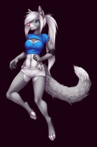 Rating: Safe Score: 0 Tags: 2013 4_toes anthro barefoot biped black_background blue_eyes bottomwear canid canine canis clothed clothing e621 ear_piercing feet female fist fur grey_body grey_fur hair hi_res long_hair mammal navel nina_(nut-bar) nut-bar on_one_leg pawpads paws piercing pink_nose pink_pawpads pose scene_haircut shirt shorts simple_background skimpy solo standing toes topwear white_hair wolf User: bunchy7s