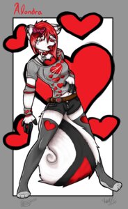 Rating: Safe Score: 0 Tags: accessory anthro bow_(feature) bow_accessory bow_ribbon e621 female hair hair_accessory hair_bow hair_ribbon heart_symbol hi_res mammal mephitid orangy red_eyes red_hair ribbons skunk solo tail User: bunchy7s