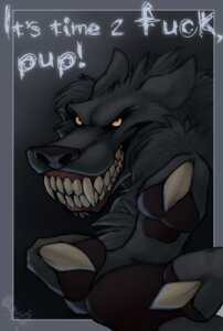 Rating: Safe Score: 0 Tags: 2007 anthro blue_border border canid canine canis claws digital_media_(artwork) e621 english_text evil_grin fangs grin male mammal rape_face reaching reaching_towards_viewer smile solo teeth text wolf wolfy-nail yellow_eyes User: bunchy7s