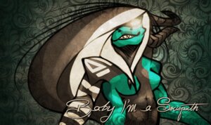 Rating: Safe Score: 0 Tags: black_hair breasts e621 english_text female glowing glowing_eyes hair horn kagisnad multicolored_hair pattern_background simple_background solo text two_tone_hair white_hair User: bunchy7s