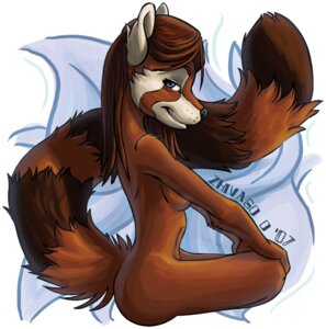 Rating: Questionable Score: 0 Tags: 2007 ailurid anthro blue_eyes breasts e621 female mammal nude red_panda side_boob solo tail zhivago_(artist) User: bunchy7s