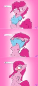 Rating: Questionable Score: 0 Tags: absurd_res anthro anthrofied blue_eyes blush breasts clothed clothing dialogue e621 earth_pony english_text equid equine female friendship_is_magic hair half-closed_eyes hasbro heart_symbol hi_res horse mammal my_little_pony narrowed_eyes nipples pink_hair pinkamena_(mlp) pinkie_pie_(mlp) pony solo text topless tunderi undressing User: bunchy7s