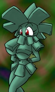 Rating: Questionable Score: 0 Tags: breasts eyelashes female green_skin hands_behind_back nintendo pineco pokemon red_eyes rule34 the_brave User: bunchy7s