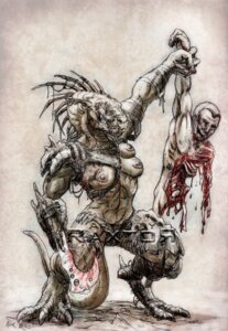 Rating: Explicit Score: 0 Tags: 3_missing_limbs amputee armor blood bodily_fluids bone breasts claws clothed clothing death disability duo e621 female gore gore_focus grotesque_death human humanoid_pointy_ears mammal melee_weapon missing_all_legs monster pointy_ears raxt0r rib_cage scales simple_background spine tail topless warrior weapon white_background wounded User: bunchy7s